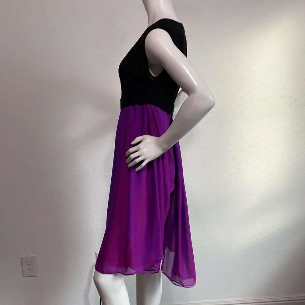Narciso Rodriguez Black With Sheer Purple Overlay Sleeveless Dress Size 4 - Picture 7 of 9